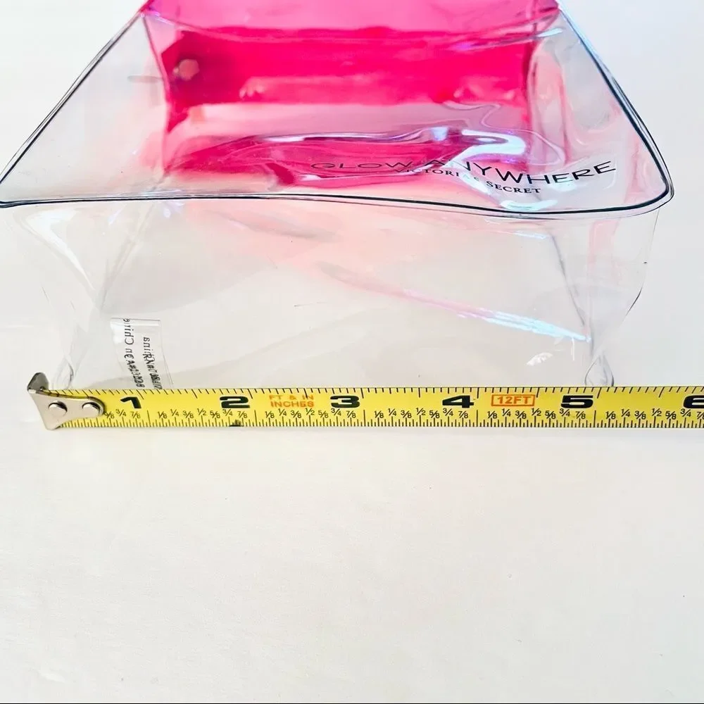 NWT Victoria’s Secret Clear / Pink /Gold Signature Hardware Makeup Zipper Bag